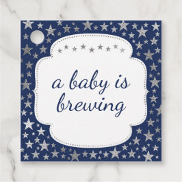 Etiquetas Para Lembrancinhas Marinho Silver Twinkle - um bebê está a dar-lhe ob