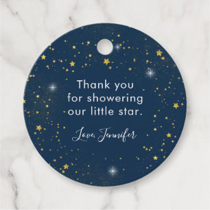 Etiquetas Para Lembrancinhas Marinho Twinkle Star e Chá de fraldas Dourado