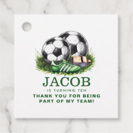 Etiquetas Para Lembrancinhas Marinho verde de Futebol Kids Watercolor