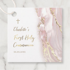 Etiquetas Para Lembrancinhas mármore rosa fluido Primeira Comunhão