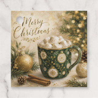 Etiquetas Para Lembrancinhas Marshmallows de Cacau Quente Cozy Green Gold