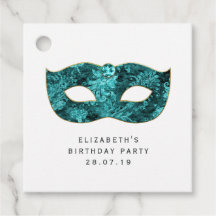 Máscara de Mascarada Vintage Verde Azul e Damasco