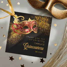 Etiquetas Para Lembrancinhas Mascarada Mask Quinceanera Red Dourado ID1031