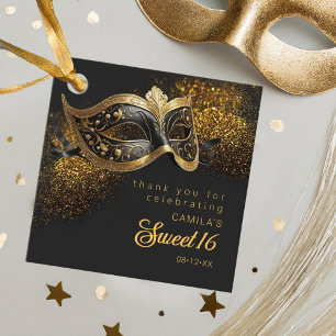 Etiquetas Para Lembrancinhas Mascarada Mask Sweet 16 Black Dourado ID1032
