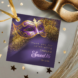 Etiquetas Para Lembrancinhas Mascarada Mask Sweet 16 Purple Dourado ID1032