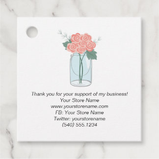 Etiquetas Para Lembrancinhas Mason Jar Peach Flowers Cliente Obrigado