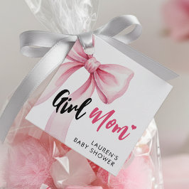 Etiquetas Para Lembrancinhas Menina com Laço Rosa Mãe Fita Festa de Bebê Fofo
