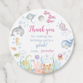 Etiquetas Para Lembrancinhas Menina de Aquarela Sob o Mar de Aniversário Obriga