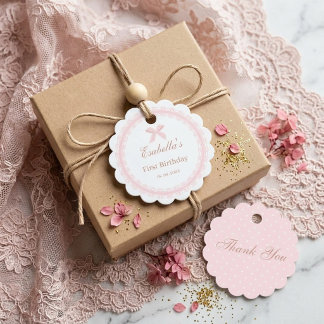 Etiquetas Para Lembrancinhas Menina de Primeiro Aniversário com Renda Rosa