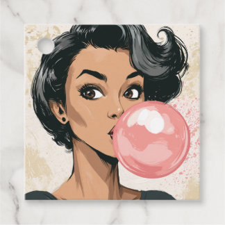 Etiquetas Para Lembrancinhas Menina soprando bolha de chiclete rosa divertida f