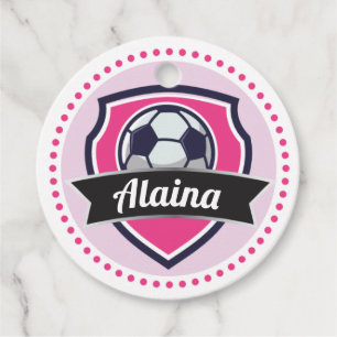 Etiquetas Para Lembrancinhas Meninas rosa do futebol dão Festas de aniversário