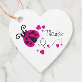 Etiquetas Para Lembrancinhas Meninas voando obrigados de ladybug cardíaco rosa-