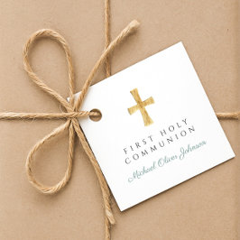 Etiquetas Para Lembrancinhas Menino de Comunhão Cruz de Roteiro Verde Primeiro 