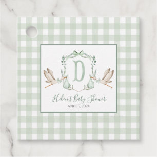 Etiquetas Para Lembrancinhas Menino Stork Green Gingham Favorece Marcações