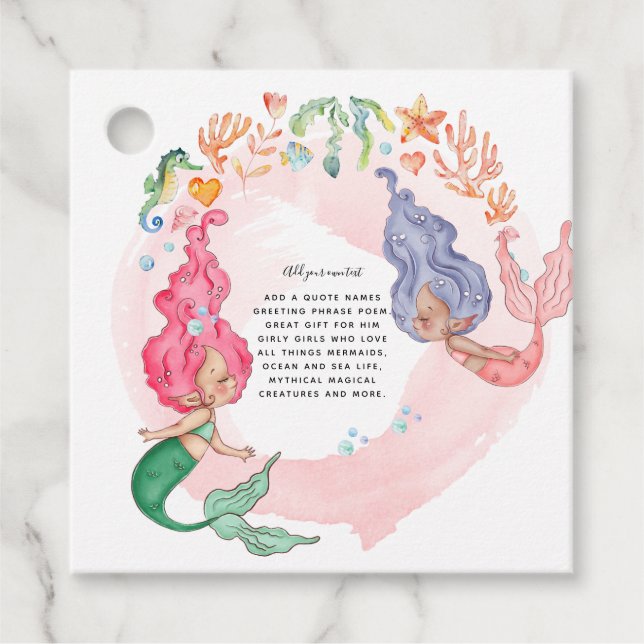Etiquetas Para Lembrancinhas MERMAIDS Personalizado (Frente)