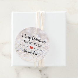 Etiquetas Para Lembrancinhas Merry Christmas prata glitter name Favor Tag