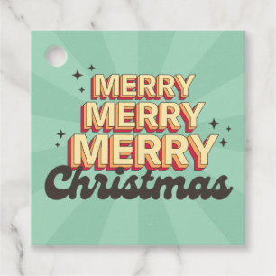 Etiquetas Para Lembrancinhas Merry Christmas retro groovy 3d texto design