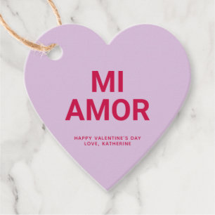 Etiquetas Para Lembrancinhas Mi amor coração roxo Dia de os namorados espanhol 
