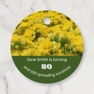 Etiquetas Para Lembrancinhas Milestone Birthday Bright Yellow Floral 80