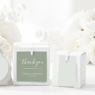 Etiquetas Para Lembrancinhas Minimal Rustic Sage Green Thank You Script Wedding