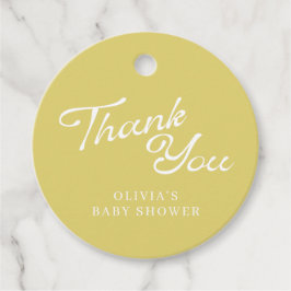 Etiquetas Para Lembrancinhas Minimalist Modern Yellow Retro Script Baby Shower