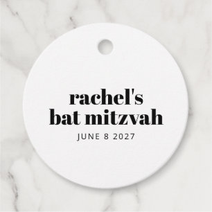 Etiquetas Para Lembrancinhas Mínimo personalizado Bat branco preto Mitzvah