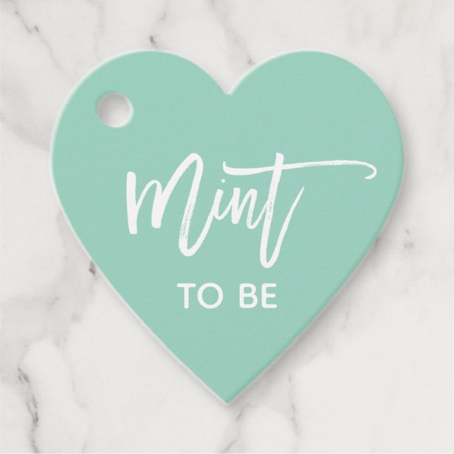 Etiquetas Para Lembrancinhas Mint to Be with White Brush Script Wedch (Frente)