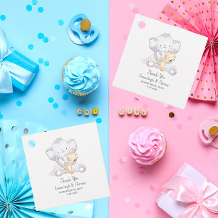 Etiquetas Para Lembrancinhas Modern Baby Elephant and Dog Obrigado