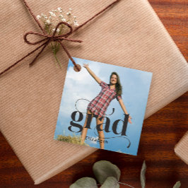 Etiquetas Para Lembrancinhas Modern Black Grad Typography Photo Graduation