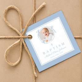Etiquetas Para Lembrancinhas Modern Blue Boy Baptism Photo