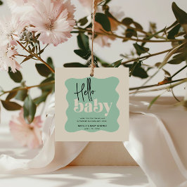 Etiquetas Para Lembrancinhas Modern Hello Baby Mint Green & Cream Chá de fralda