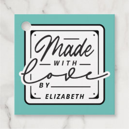 Etiquetas Para Lembrancinhas Modern Made with Love Square Label Tags