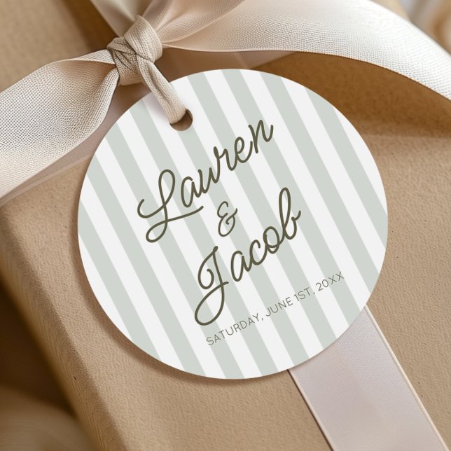 Etiquetas Para Lembrancinhas Modern Minimal Minimalist Green Stripes Wedding (Criador carregado)