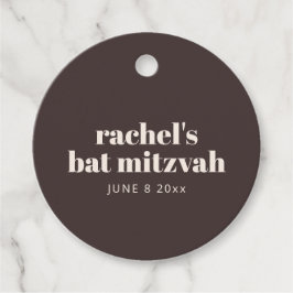 Etiquetas Para Lembrancinhas Modern Typography Brown Bat Mitzvah Personalized