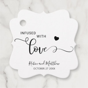Etiquetas Para Lembrancinhas Moderno, Infundido com Amor, Preto e Branco