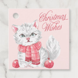 Etiquetas Para Lembrancinhas Molas de Aquarela Rosa Kitten Natal Desejos