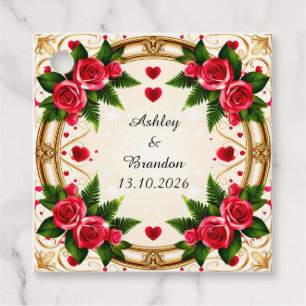 Etiquetas Para Lembrancinhas Moldura Floral com Rosas Rosas