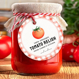 Etiquetas Para Lembrancinhas Molho de Tomate com tomate e padrão xadrez