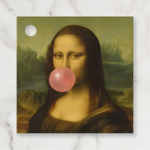 Etiquetas Para Lembrancinhas Mona Lisa Piscando Goma-Bolha Rosa