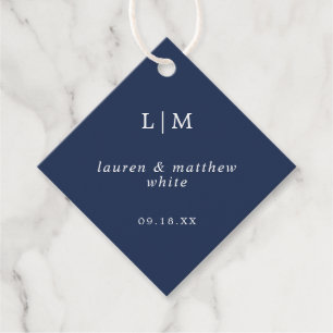 Etiquetas Para Lembrancinhas Monograma Azul Marinho Simples Elegante Casamento