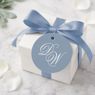 Etiquetas Para Lembrancinhas Monograma Casamento Azul Poeirento Escrito Simples