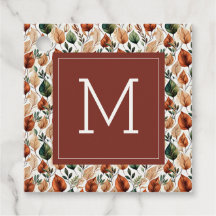 Monograma com padrão de folhas de terra cotta e sa