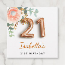 monograma de aniversário de 21 anos de ouro floral