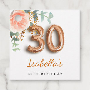 Etiquetas Para Lembrancinhas monograma de aniversário de 30 anos de ouro floral