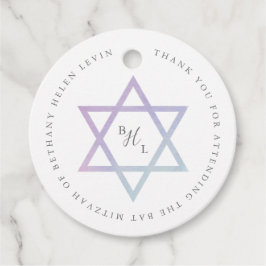 Etiquetas Para Lembrancinhas Monograma de Aquarela Bat Mitzvah Obrigado