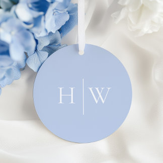 Etiquetas Para Lembrancinhas Monograma de Casamento Azul Elegante