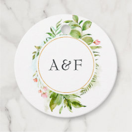 Etiquetas Para Lembrancinhas Monograma de Casamento com Vegetação em Aquarela