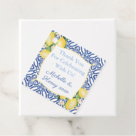 Etiquetas Para Lembrancinhas Monograma de Casamento de Azulejos Azuis com Limõe