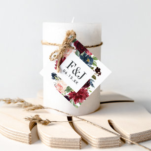 Etiquetas Para Lembrancinhas Monograma de Casamento Floral de Bloom Radiante