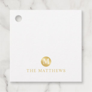 Etiquetas Para Lembrancinhas Monograma Dourado e branco de luxo